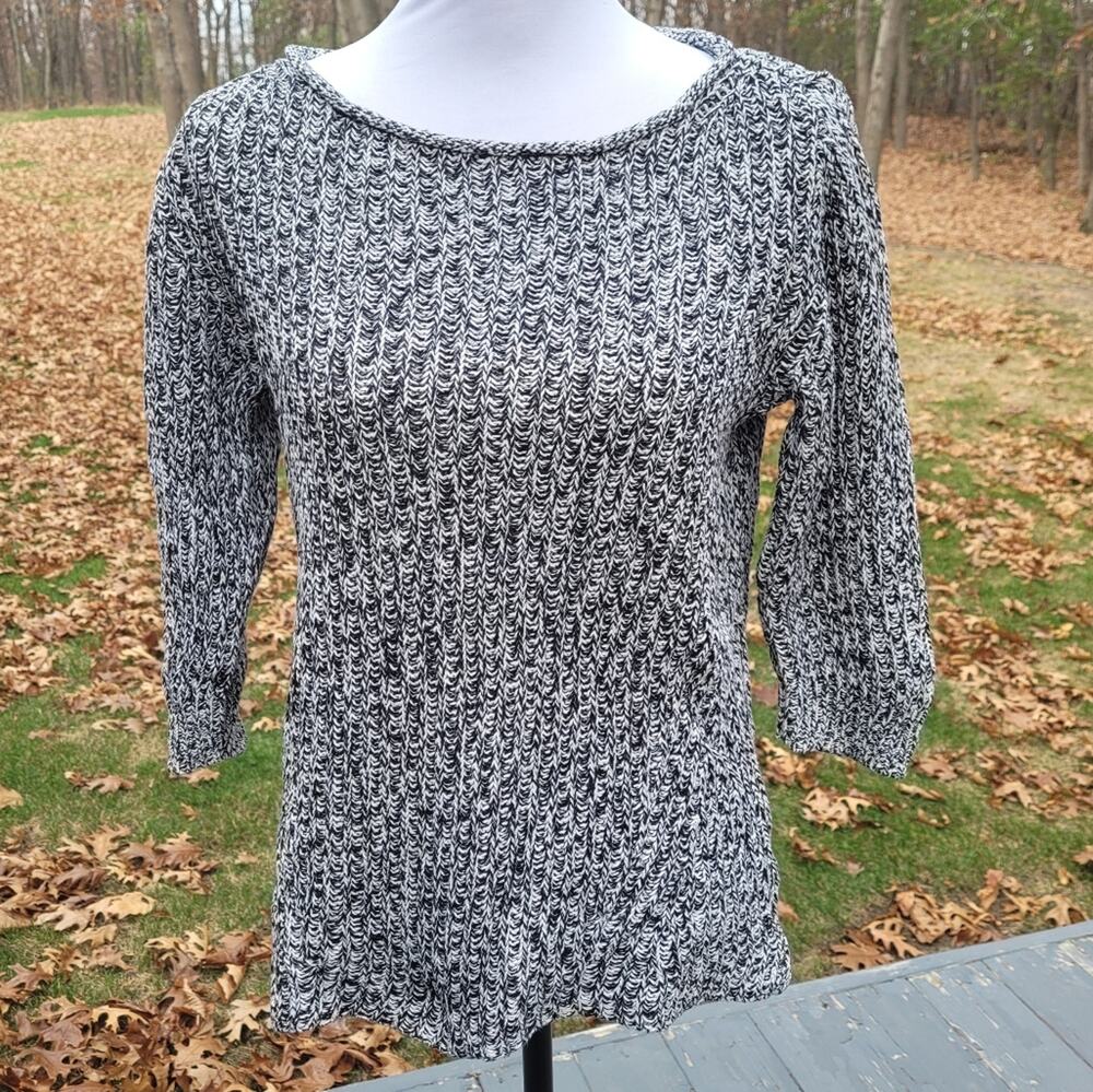 Lauren Jeans Company Black & White Marled Rag Knit Sweater size Medium(?)